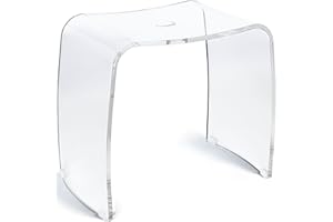 Libaro Taburete de baño Merano de acrílico, tamaño XL, Asiento Grande, con asa, diseño Atemporal, Antideslizante con Patas de Goma