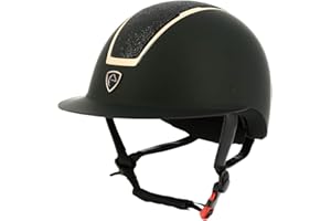 EQUITHEME Casque Glint Mat - Couleurs - Noir/Rose Gold, Taille Bombe - 55-57