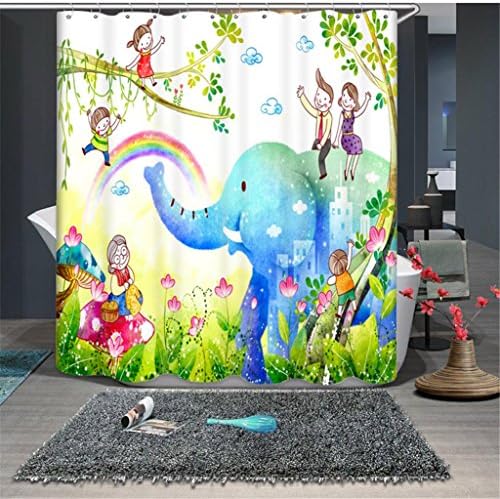 Dbtxwd 3D Cartoon Children's shower curtains Visual space Whole family Play happily Digital Printing Polyester Fabrics Waterproof and mildew Occlusion privacy Cut off Hanging curtains , 150*180cm