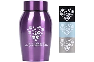 Youdear Memorials Urnen für Haustiere, Urnen für Hunde- und Katzenasche, Violett, klein, Edelstahl, Pfotenabdruck