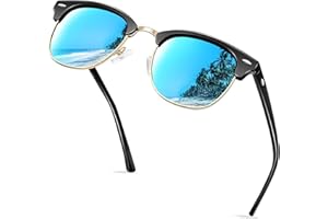 KANASTAL Alta Protección Gafas de Sol Polarizadas Hombre y Mujer Vintage Clasicas Medio Marco UV400 para Conducir Viajar Correr