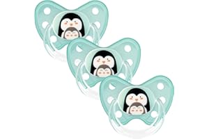 Dentistar Silikon Schnuller 3er-Set - Größe 3 ab 14 Monate - Zahn- & kieferfreundlicher Nuckel mit Dental-Stufe – BPA-frei – Made in Germany - Pinguine, Mint