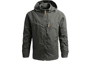 MGSFGlk Giacca Antipioggia Uomo Antivento Impermeabili Leggera Giacca da Pioggia con Cappuccio Casual Sportivo Leggero Trench Chiusura con Zip Outdoor Corsa per Sport
