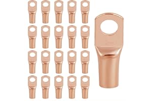 QIDARUSXL 20 Pezzi Capicorda – 16mm2 Capicorda a Occhiello M6 in Rame Ispessito, Terminali a Crimpare ad Anello, Connettori SC Non Isolati, per Auto e Sistemi Elettrici (Oro, SC16-6)