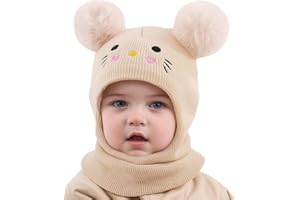 AYPOW Cappello Passamontagna Invernale Caldo per Bambini da 0.5 a 6 Anni, Set Berretto Sciarpa Maglia Termica Antivento Multifunzione per Bambine Bambini Neonati, Cappuccio Berretti Sciarpa Cappuccio