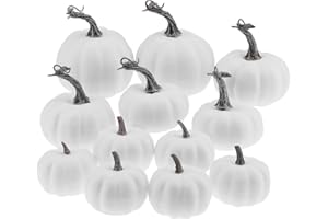Gresorth 12pcs Artificial White Paintable Pumpkins Halloween Decoration Fake DIY Crafts Stack Pumpkin for Autumn Wedding Home Party Kitchen Display