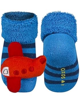 Babysocken Kindersocken Rasselsocken Söckchen in blau Flugzeug 11cm