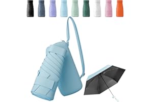 Sykerout Travel Umbrella, Mini Umbrella Sun Umbrella with Capsule Case, Small Umbrella Mini Umbrellas for Women Handbag Pocket Umbrella Travel Umbrella Handbag Umbrella