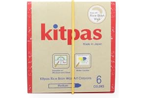 Kitpas Rice Wax Crayon Medium 6 Colours - Bright, Bold Crayons for Almost any Surface including Paper, Glass and Mirrors