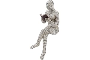 BUACHOIS Adorno de Figura, Escultura de Figura, Figura Pintada a Mano Esculpida, Figura de Mujer de Lectura Simple, Manualidades Decorativas de Escritorio Personalizadas, Adornos de Estantería para El Hogar