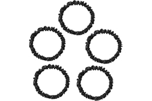 Townssilk 22 Momme Pure Silk 100% Pure Silk Scrunchies Paquete de 5 para mujeres - Seguro para el cabello - Negro