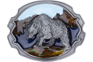 LONGCREEK Punk Polar Bear Animal Belt Buckle - Norse Viking Bear Head Design, Silver Wedding Gift for Men