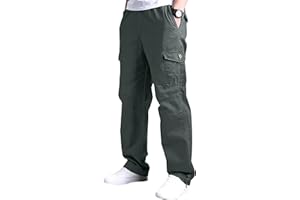YAOBAOLE Pantalons Cargo Homme Taille Elastique Pantalon de Travail Décontracté avec Multi Poches Extérieur Militaire Chasse