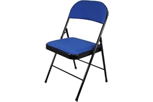 META FURNITURE Meta Steel Frame with Fabric Seat Padded Office Work Study Party Dining Folding Chair (1, Blue)