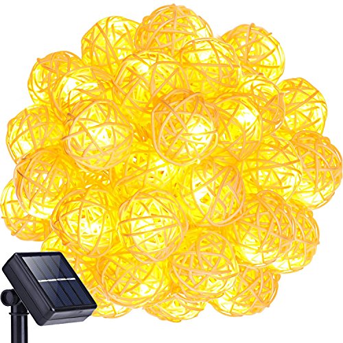 Preisvergleich Produktbild Solar Lichterkette Außen,KINGCOO Wasserdicht 30LEDs Rattan Solarbetrieben Lichterkette Weihnachten Dekoration für Party Haus Hochzeit Weihnachten Feier Festakt (Warm weiß)