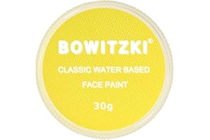 Bowitzki 30g Professional Face Paint Body Paint Water Based Face painting Makeup Safe for Kids and Adults Split Cake Single Color Halloween Christmas (Yellow)