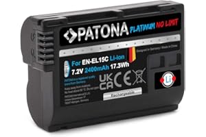 PATONA Platinum EN-EL15c Kamera Akku (2400mAh) kompatibel mit Nikon Z5 Z6 II Z7 II Z8 Zf