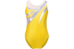 Oyolan Enfant Fille Justaucorps Gymnastique Danse Patinage Artistique Strass Leotard Gym Costume Spectacle Tenue Compétition 5-16 Ans