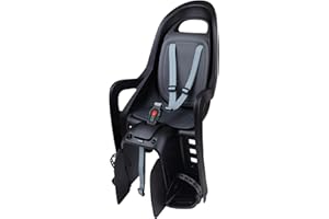 POLISPORT 8408700001 Siège Vélo Arrière pour Enfants Groovy AVS+ Sûr, Confortable, Installation avec Système De Montage AVS+ pour Enfants De 9 Mois À 6 Ans, Jusqu’à 22Kg, Noir/Gris Foncé