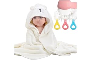 DKDDSSS 2PCS Serviette de Bain Bébé à Capuche, Oreilles Mignonnes, Cape Extra Douce et Absorbante pour Nouveau-né, White