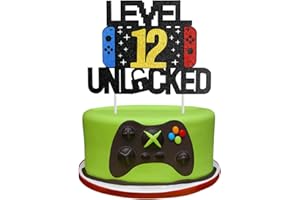 MELEAGER Videospiel Tortendeko Geburtstag, 12th Videospiel Cupcake Topper, Glitter Spielkonsolen Thema Kuchenaufsatz, Happy Birthday Kuchen Deko, Gaming Cake Topper für 12 Jahre Junge und Mädchen Geburtstag