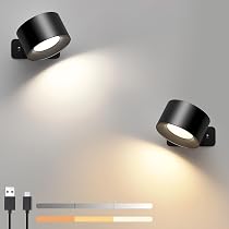 AoLa 2er-Set Wandleuchten – Kabellos, Akkubetrieben, Dimmbar Mit RGB & 3 Farbtemperaturen – Inkl. Fernbedienung, 2000 MAh, Silber
