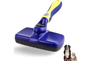 NursCare Self Cleaning Dog Slicker Brush - Slicker Brush for Dogs & Cats - Gently Removes Loose Undercoat, Mats & Tangles for All Hair Types