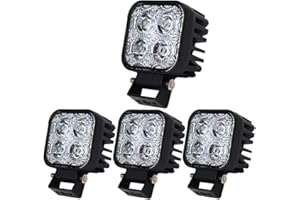 ‎PAPASBOX papasbox Set of 4 LED Work Lights 12 Volt Car LED Headlight 12 V - 24 V 12 W 6000 K IP67 Floodlight Worklight Work Light SUV UTV ATV Reversing Light Tractor Excavator