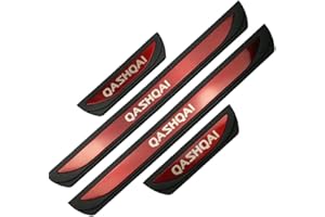 YINTMI 4 Pcs Car Door Sill Protector for QASHQAI 2016-2022, Stainless Steel Kick Plates Welcome Pedal, Non-Slip Auto Styling Decoration Accessory (Red)