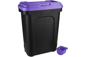 Elito Home & Garden® Dry Pet Food Storage Container | Top Flip Bin Lid with Scoop | 30L /15 KG Dog Cat Animal 15kg Pet Food Container (purple)