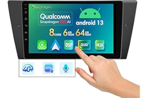 Eonon[6GB+64GB] Android 13 Radio de Coche for BMW 3 Series E90 E91 E92 E93 (2005-2011) Snapdragon 665 Android Radio con CarPlay Android Auto 8-Core 9'' GPS Sat Nav DSP Bluetooth 5.0 WiFi+4G (E90A12S)