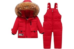 Acuryx Tuta da Neve 2 Pezzi da Neonato Capppotto con Cappuccio Saloppette Piumino Invernale da Bambini