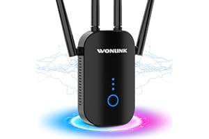 WONLINK Amplificador Señal WiFi, Repetidor WiFi Doble Banda 5G y 2.4GHz, Extensor de WiFi con Puerto Ethernet, Amplificador WiFi Potente con 4 Antenas, 1200Mbps WiFi Booster con WPS, Enchufe EU
