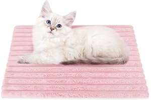 NWK Fluffy Self Warming Cat Mat, Heated Cat Blanket, Thermal Dog Mat, Washable, Non-Slip Bottom for Sofa & Crate & Kennel & Car Seat (Blush Pink, Small (48.5cm X 38cm X 1.8cm))