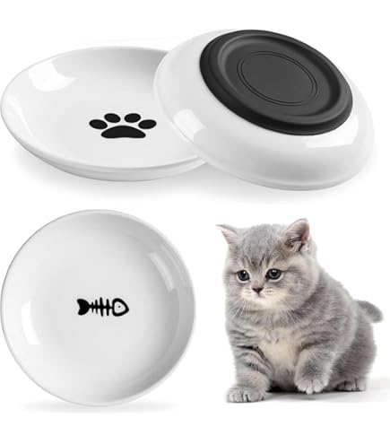 3x Keramik Katzennäpfe Flach - Katzenfutter Schalen Für Nassfutter