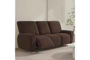 Fansu Funda de Sillón Relax 1 Plaza, Color sólido Elasticidad para Sillón Relax Funda Reclinable con Bolsillos Laterales, 4/6/8 Piezas Extraíbles y Lavables Fundas Protector (Café,3 Plaza)