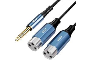 Tisino 2 XLR-uttag till 6,3 mm TRS Y-kabel (2 m) stereo-breakout-adapter för blandare, ljudgränssnitt, tangentbord och DJ-utrustning