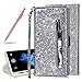 Produktbild SKYXD Glitter Reißverschluss Brieftasche Hülle für Samsung Galaxy Note 9, Stilvoll Luxus Bling Strass Wallet Stoßdämpfende Multifunktion Magnetisch Etui für Samsung Galaxy Note 9(Silber)