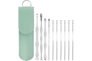 Layhou Zestaw 10 szt. do czyszczenia uszu Ear Pick Earwax Removal Kit stal szlachetna Earpick zestaw narzędzi do czyszczenia uszu z workiem do przechowywania