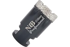NBB Scie cloche diamant brasé sous vide avec M14, pour le forage à sec ou humide de manière professionnelle sur porcelaine dure, céramique, carrelage, granit, pour meuleuse d'angle (Dia.35mm)