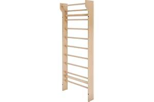 Gorilla Sports® Échelle Suédoise - 195 x 80 x 14 cm, avec 10 Barres, Murale, Charge Max. 100 kg - Bois de Pin - Espalier en Bois, Gymnastique, Fitness, Sport, Gym à Domicile, pour Adultes et Enfants