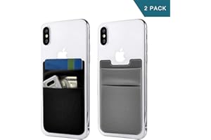 Newseego 2 Pack Cell Phone Card Wallet [Double Pouch] Stick on Wallet Card Holder Phone Pocket Pouch Stretchy Phone Sleeve iPhone, Android & Most Smartphones