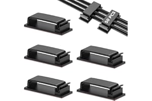 GAODUANLUOLUO 50 Stück Kabelmanagement Selbstklebende, Kabel Organizer Kabelhalter Selbstklebend, Kabelclips für Schreibtisch, Heim, Büro, TV, PC, Laptop (Schwarz)