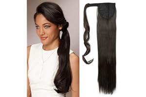 SEGO Extension Coda Capelli Clip Coda di Cavallo Finta Ponytail Extensions Hair Sintetici cm 58-lisci Castano Scuro