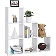 VASAGLE Stair Shelf, Bookcase, Step Shelf, Standing Shelf, with 6 Cubes, Ladder Shelf, Room Divider, Cube Shelf, Freestanding for Office, Living Room, Bedroom, White LBC63WT