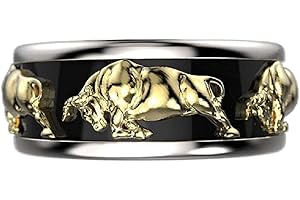 PIKALF Anello toro in oro da uomo, Anello testa di toro vichingo nordico, Anello da motociclista toro hip hop, Anello Totem Tribale Toro antico, Anello amuleto Toro Toro