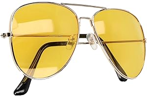mumbi Nachtsichtbrille Nachtfahrbrille Blendschutz zum Autofahren polarisiert Retro Pilotenbrille, Gelb, L