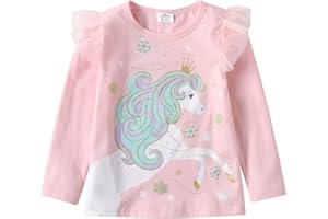 VIKITA T-Shirt Manica Corta Top Maniche Lunghe Bambina 2-10 Anni