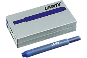 LAMY Lot de 2 cartouches d'encre T10 avec grand stock d'encre – Convient pour tous les modèles de stylo plume Lamy – Contenu : 1,25 ml par cartouche – 5 pièces par paquet – Couleur de l'encre : bleu