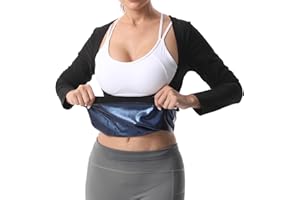 Vigorix Saunaanzug Shirt für Damen, Gewichtsverlust, Taillentrainer, Schweißweste, Workout, langärmelig, Fitness, Bodyshaper